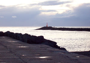 Die Hafenausfahrt von Hvide Sande - Dänemark Die Hafenausfahrt von Hvide Sande - Dänemark